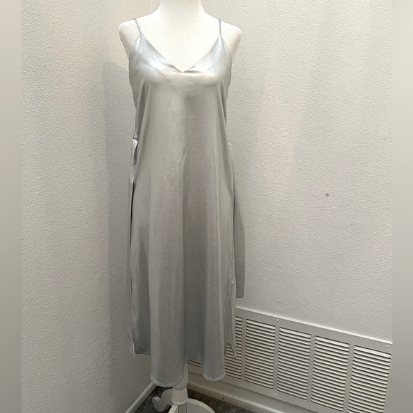 Zara Silver Slip Dress - Picture 1 of 12